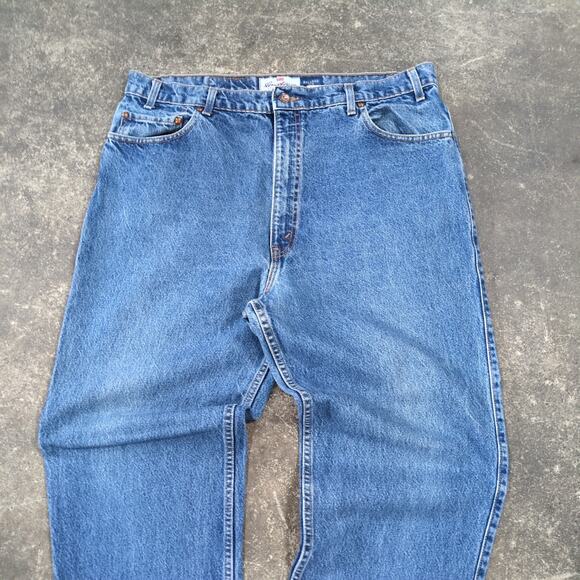 Vintage Levi's Baggy Crop Jeans Mens 40 Blue Raw Hem Loose Relaxed 90s - Picture 2 of 9